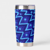 Blauwe Zig Zag Stippen Funky Patroon  Geïsoleerde Drinkbeker (Voorkant)