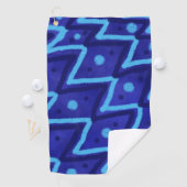 Blauwe Zig Zag Stippen Funky Patroon  Golfhanddoek (Insitu)