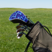 Blauwe Zig Zag Stippen Funky Patroon  Golfheadcover (Insitu)