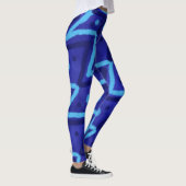 Blauwe Zig Zag Stippen Funky Patroon Leggings (Rechts)