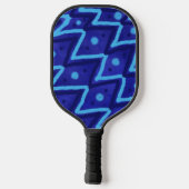 Blauwe Zig Zag Stippen Funky Patroon  Pickleball Paddle (Achterkant)