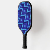 Blauwe Zig Zag Stippen Funky Patroon  Pickleball Paddle (Links)