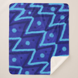 Blauwe Zig Zag Stippen Funky Patroon Sherpa Deken