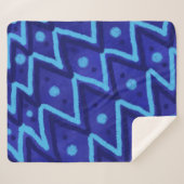 Blauwe Zig Zag Stippen Funky Patroon  Sherpa Deken (Voorkant (horizontaal))