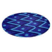 Blauwe Zig Zag Stippen Funky Patroon  Snijplank (Hoek)
