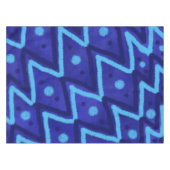 Blauwe Zig Zag Stippen Funky Patroon Tafelkleed (Voorkant (Horizontaal))