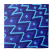 Blauwe Zig Zag Stippen Funky Patroon Tegeltje (Voorkant)