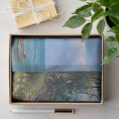 Blauwe zigeunerwagen Decoupage Zeekleur  Tissuepapier (Geschenk)