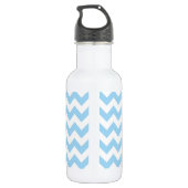 Blauwe Zigzag, Blauwe Chevron, Geometrisch Patroon Waterfles (Achterkant)