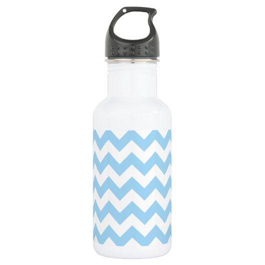 Blauwe Zigzag, Blauwe Chevron, Geometrisch Patroon Waterfles (Voorkant)