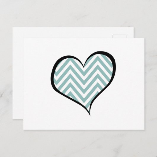 Blauwe zigzag, Blauwe Chevron, Zigzag Pattern, Hea Briefkaart (Voorkant / Achterkant)