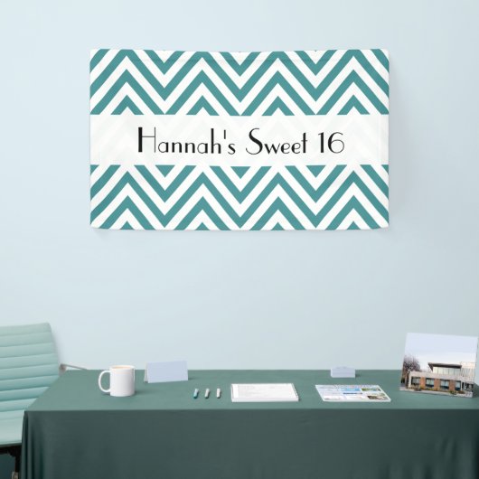 Blauwe zigzag, Chevron, zigzagpatroon, zoet 16 Spandoek (Beurs)