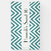 Blauwe zigzag, Chevron, zigzagpatroon, zoet 16 Spandoek (Verticaal)