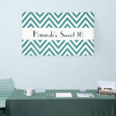 Blauwe zigzag, Chevron, zigzagpatroon, zoet 16 Spandoek (Beurs)