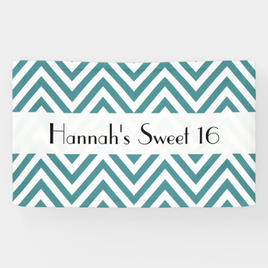 Blauwe zigzag, Chevron, zigzagpatroon, zoet 16 Spandoek (Horizontaal)