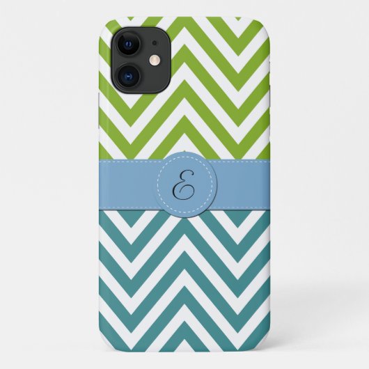 Blauwe zigzag, groene zigzag, Chevron, monogram Case-Mate iPhone Case (Achterkant)