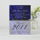 Blauwe zijde 2 Afstuderen Uitnodiging/Aankondiging Kaart (Staand voorkant)