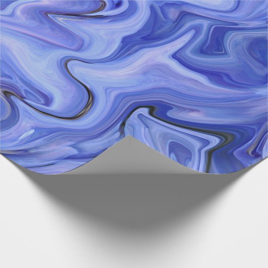Blauwe zijde abstract cadeaupapier (Hoek)