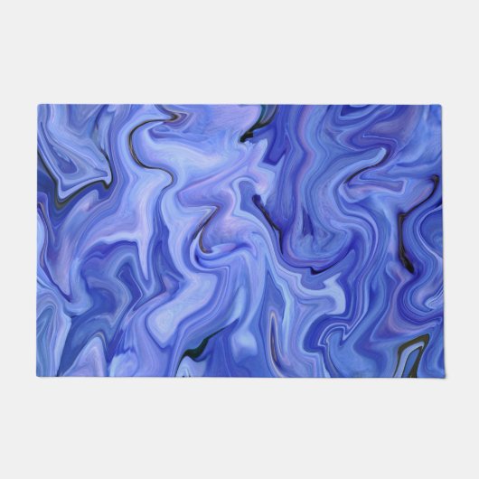 Blauwe zijde abstract deurmat (Voorkant)