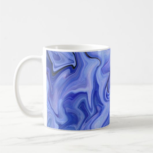 Blauwe zijde abstract koffiemok (Links)