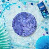 Blauwe zijde abstract papieren bordje (Feest)