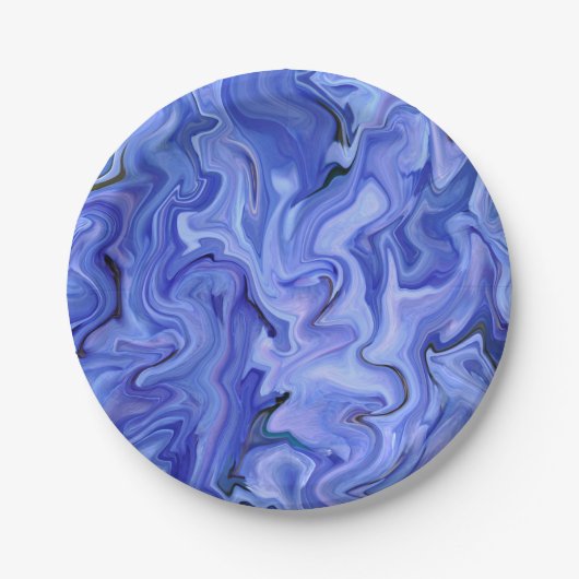 Blauwe zijde abstract papieren bordje (Voorkant)