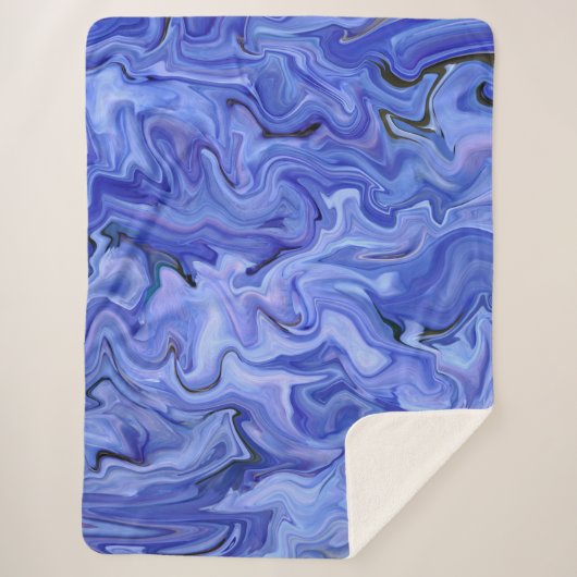 Blauwe zijde abstract sherpa deken (Voorkant)