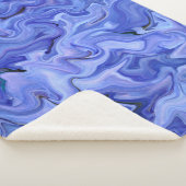 Blauwe zijde abstract sherpa deken (3/4)