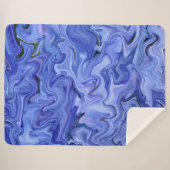 Blauwe zijde abstract sherpa deken (Voorkant (horizontaal))