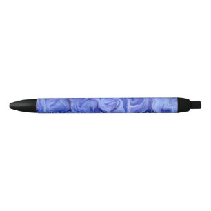 Blauwe zijde abstract zwarte inkt pen