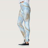 Blauwe Zijde en Ivory Champaign Pearls Leggings (Links)