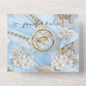 Blauwe Zijde en Parels in één Uitnodiging voor Tro (Achterkant)