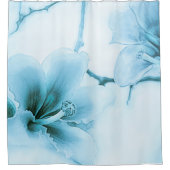 Blauwe zijde flosboom bloesem douchegordijn (Voorkant)