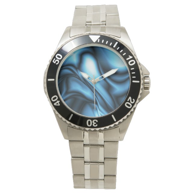 Blauwe Zijde golf Horloge (Voorkant)