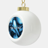 Blauwe Zijde golf Keramische Bal Ornament (Rechts)