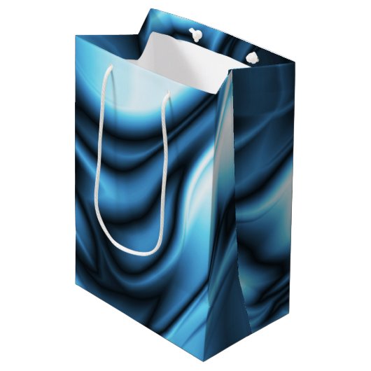 Blauwe Zijde golf Medium Cadeauzakje (Voorkant Gekanteld)