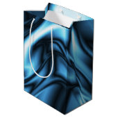 Blauwe Zijde golf Medium Cadeauzakje (Achterkant Gekanteld)