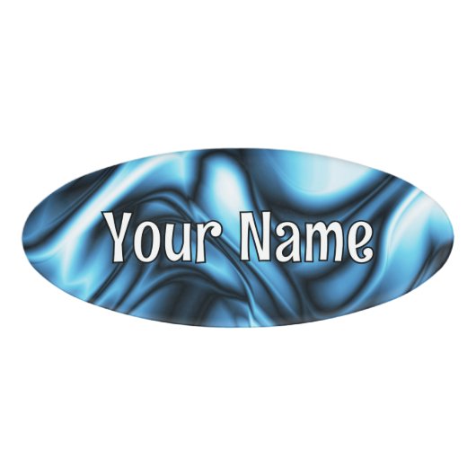 Blauwe Zijde golf Naambadge (Voorkant)