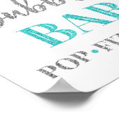 Blauwe zilver Confetti bubble Bar Sign Poster (Hoek)