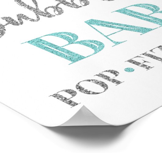 Blauwe zilver Confetti bubble Bar Sign Poster (Hoek)