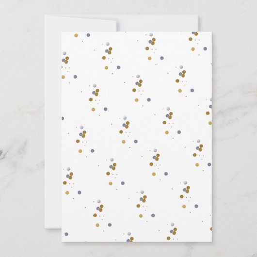 Blauwe, zilver en gouden uitnodiging voor eerste v (Achterkant)