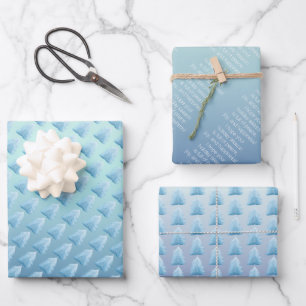 Blauwe zilver noordse boom inpakpapier vel