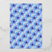 Blauwe zilveranemon florale waterverf verloving folie uitnodiging (Achterkant)