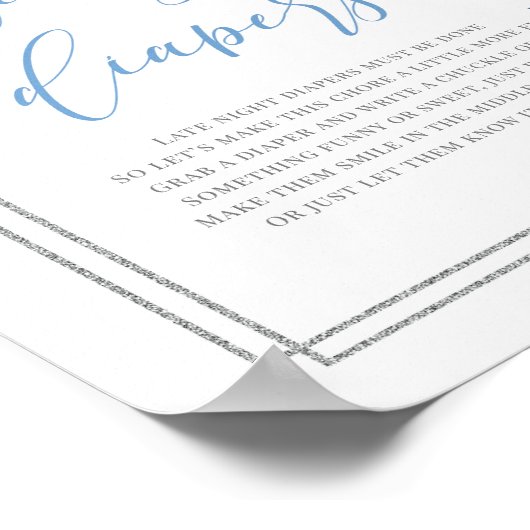 Blauwe zilverboho laat-nachtbord poster (Hoek)