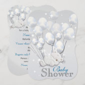 Blauwe zilveren baby showers kaart (Voorkant / Achterkant)