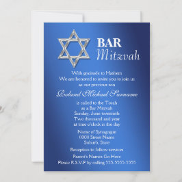 Blauwe zilveren bar mitzvah kaart