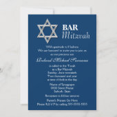 Blauwe zilveren bar mitzvah kaart (Voorkant)