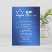 Blauwe zilveren bar mitzvah viering #2 kaart (Staand voorkant)