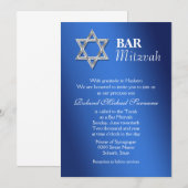 Blauwe zilveren bar mitzvah viering #2 kaart (Voorkant / Achterkant)