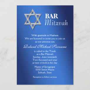 Blauwe zilveren bar mitzvah viering #2 kaart